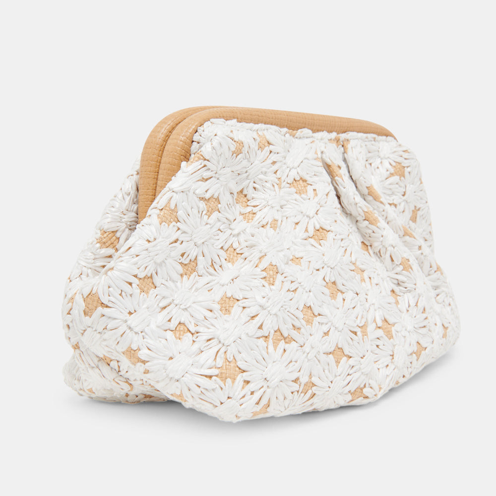 FIORE CLUTCH EMBROIDERED NATURAL RAFFIA | Dolce Vita Women