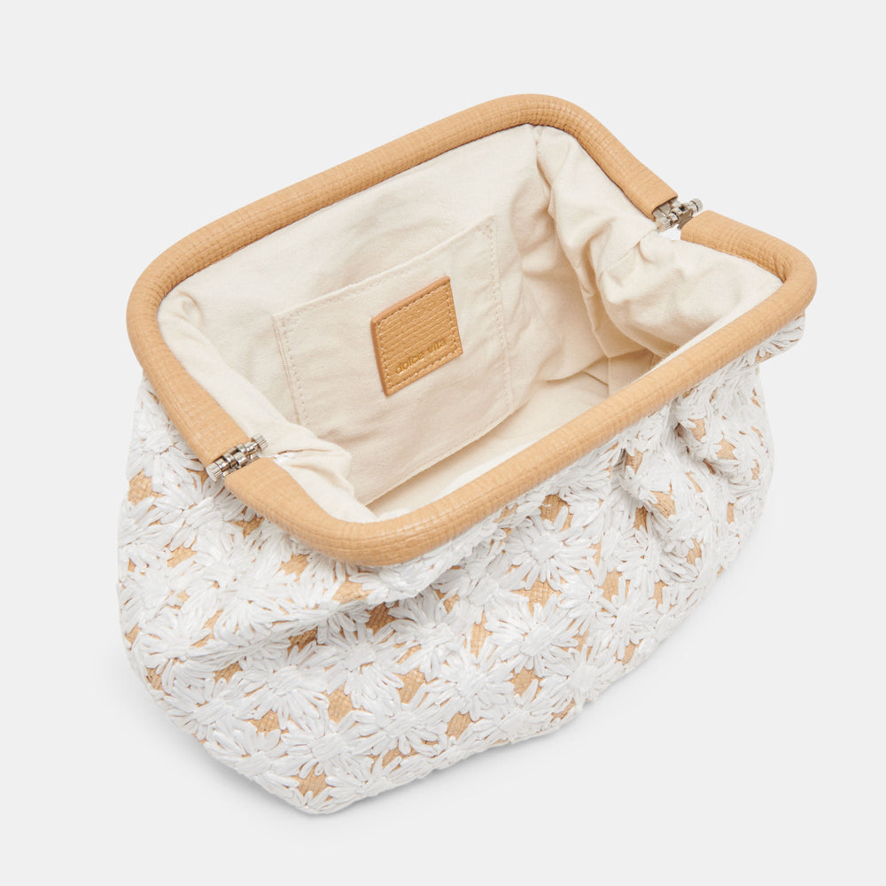 FIORE CLUTCH EMBROIDERED NATURAL RAFFIA | Dolce Vita Women
