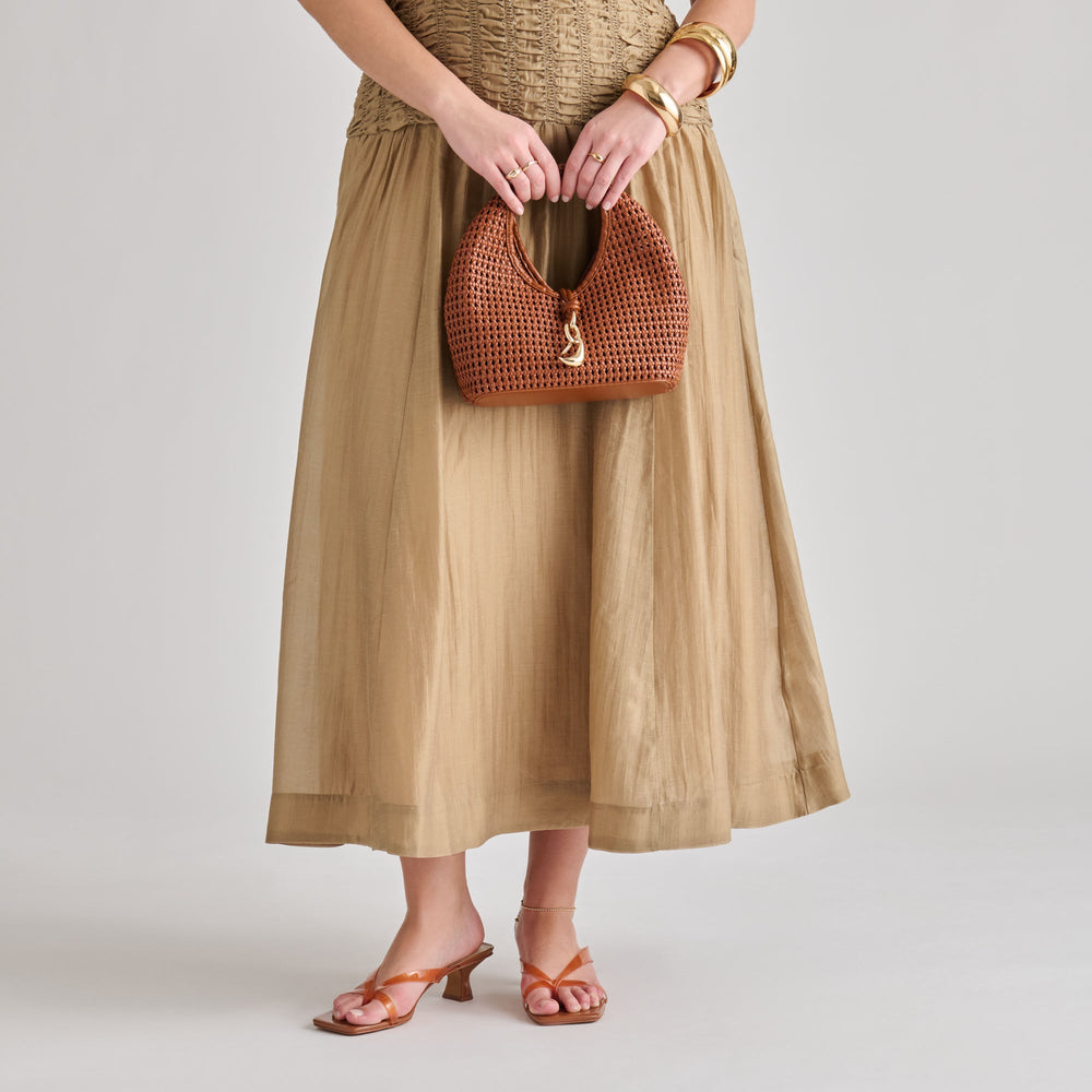 Dahlia Cognac Stella Woven Handbag | Women Dolce Vita