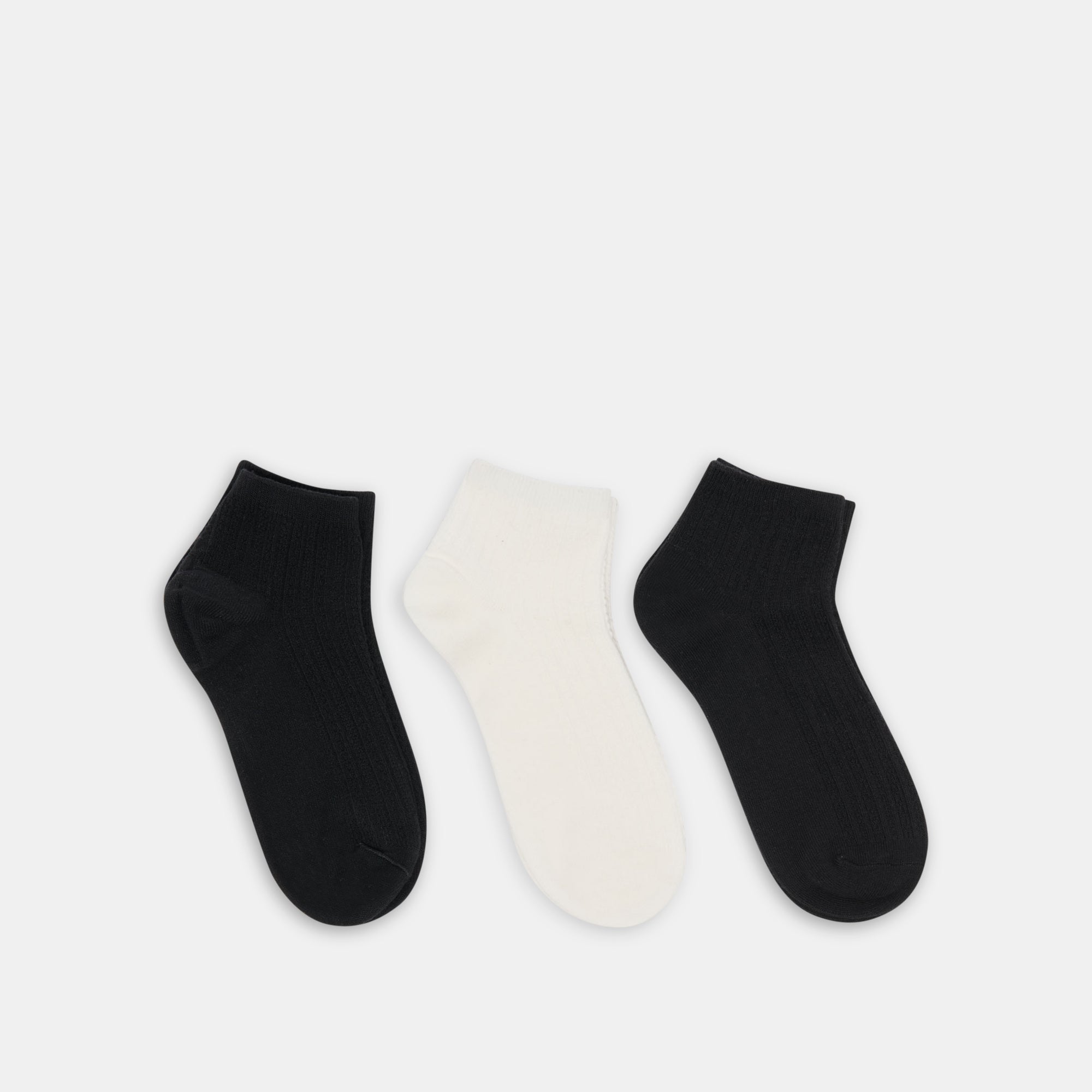 3 Pack Cable Anklet Black White Socks | Dolce Vita Women
