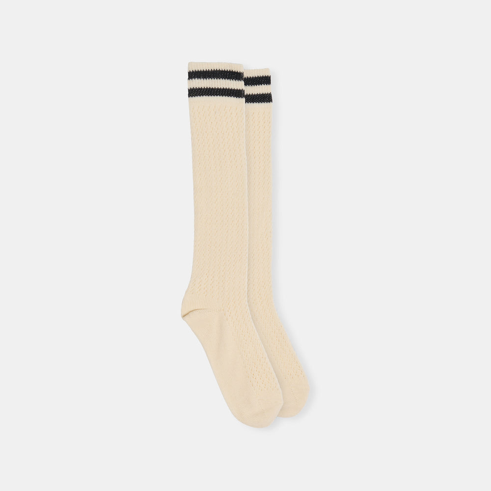 Pointelle Striped Black White Knee High Sock | Women Dolce Vita