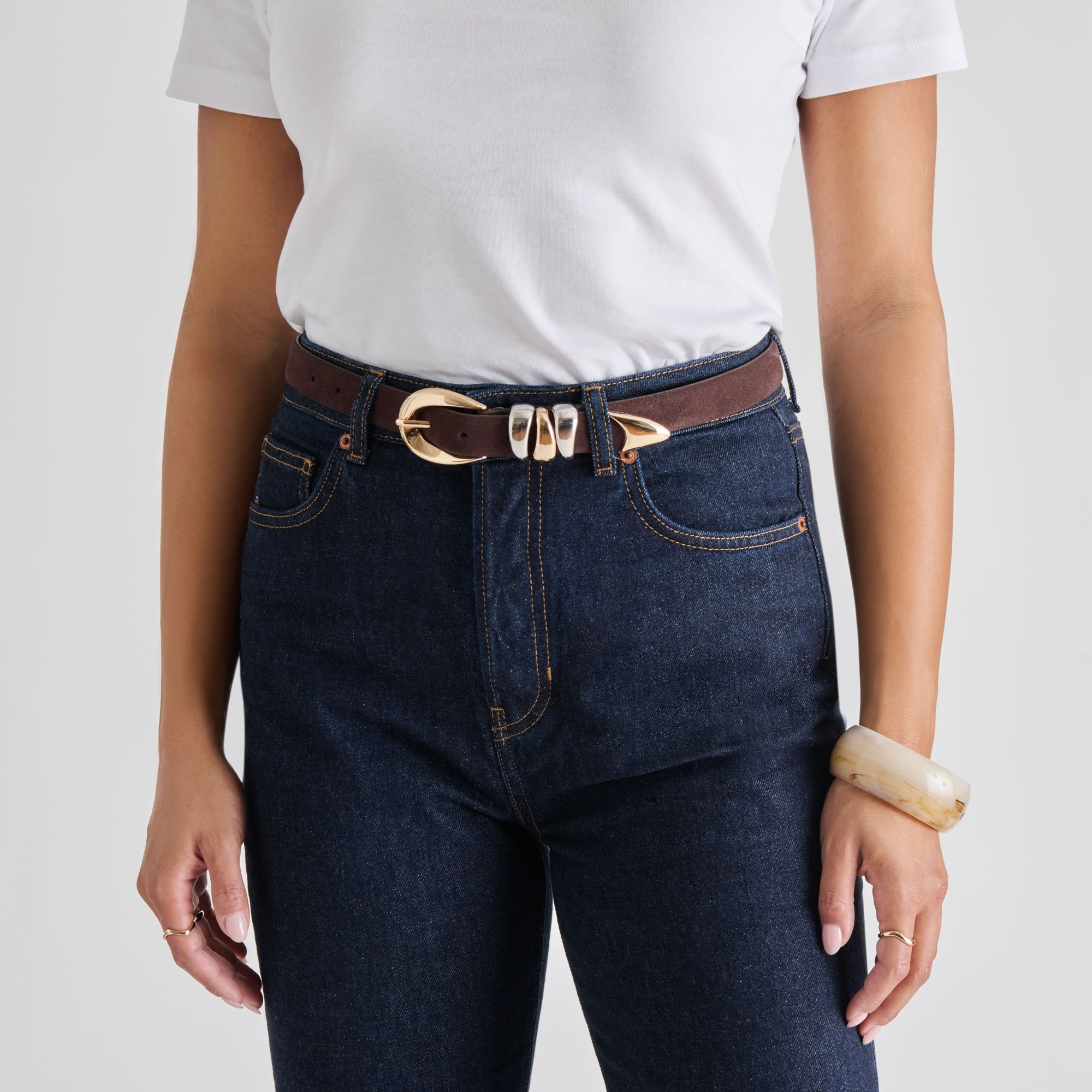 Mixed Metal Mahogany Buckle Belt | Dolce Vita Women