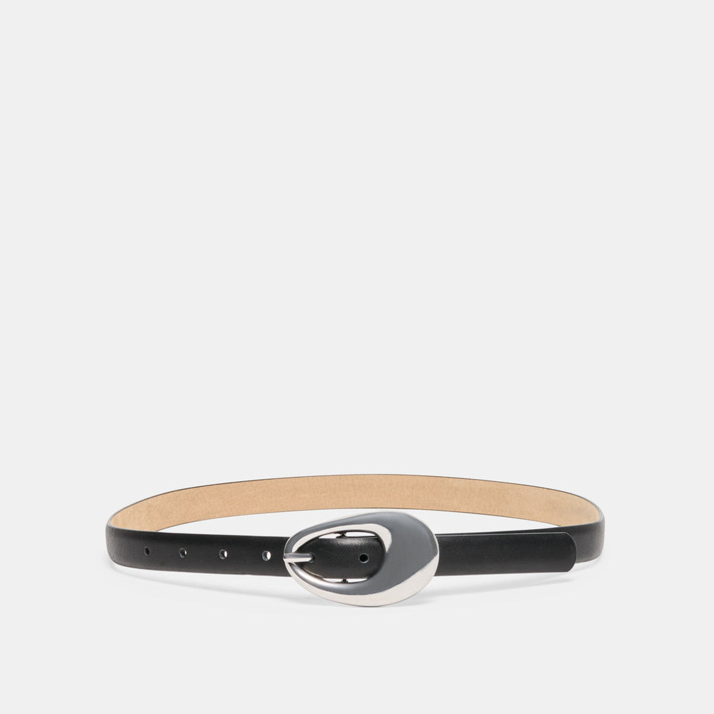 Organic Oval Black Silver Buckle Belt | Women Dolce Vita