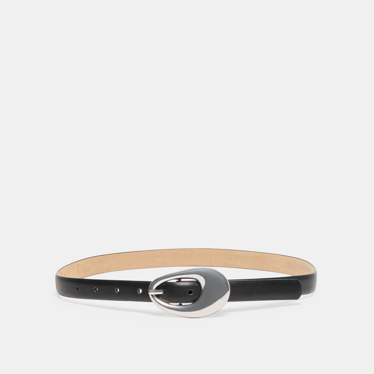 Organic Oval Black Silver Buckle Belt | Women Dolce Vita
