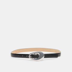 Organic Oval Black Silver Buckle Belt | Women Dolce Vita