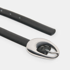 Organic Oval Black Silver Buckle Belt | Women Dolce Vita
