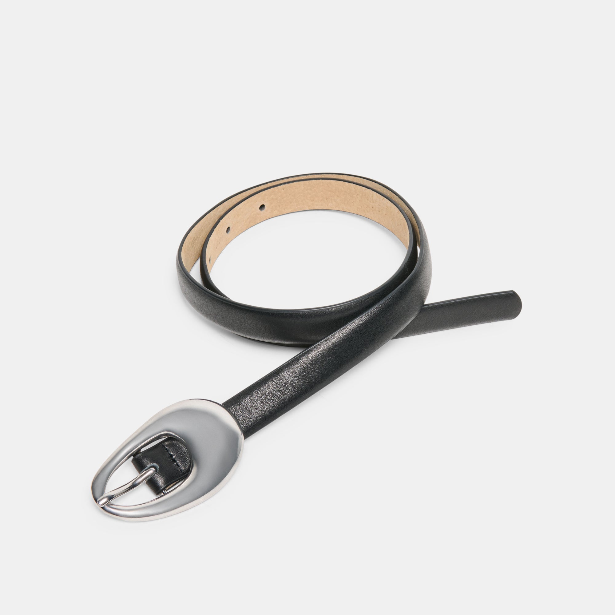 Organic Oval Black Silver Buckle Belt | Women Dolce Vita