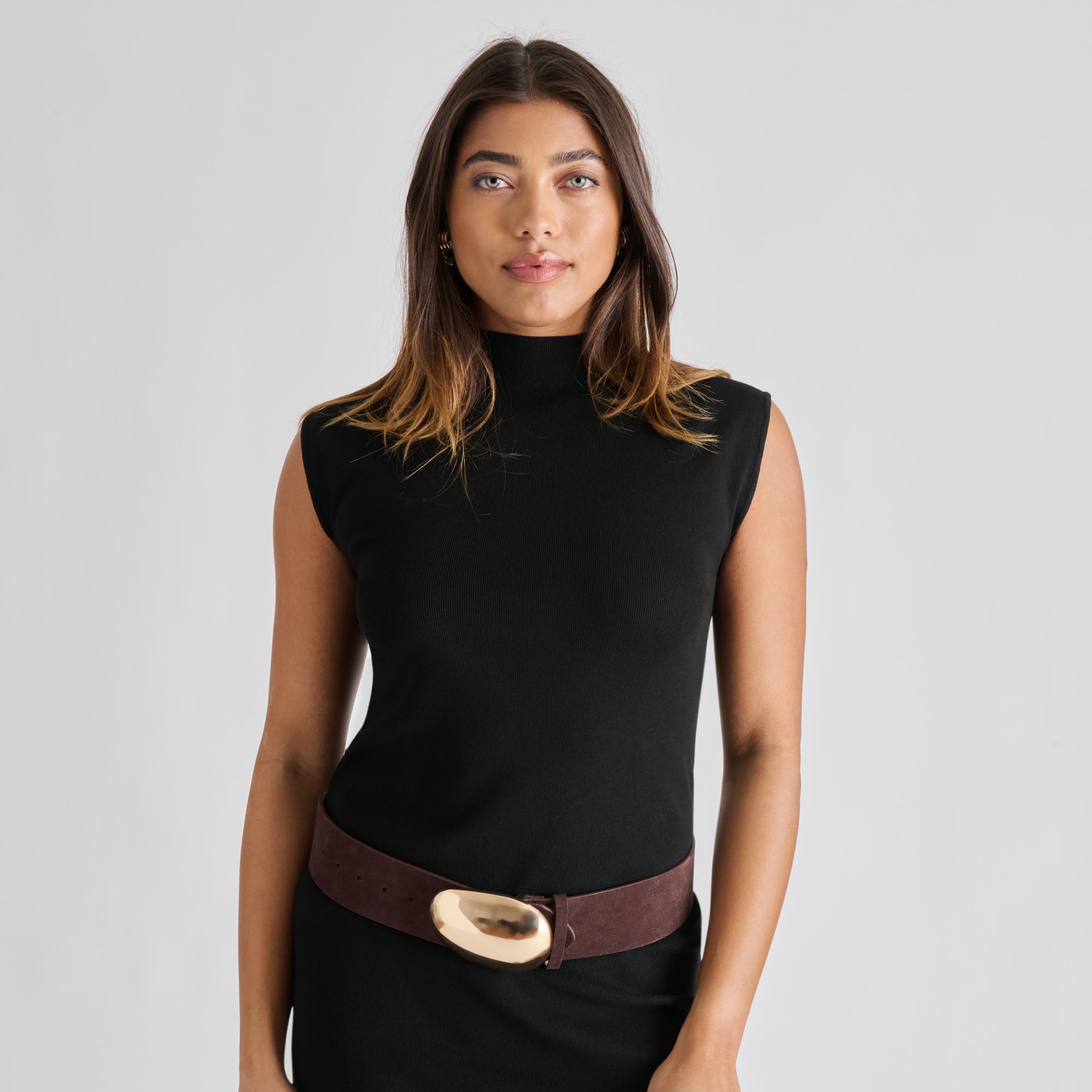 Bubble Mahogany Gold Buckle Belt | Dolce Vita Women