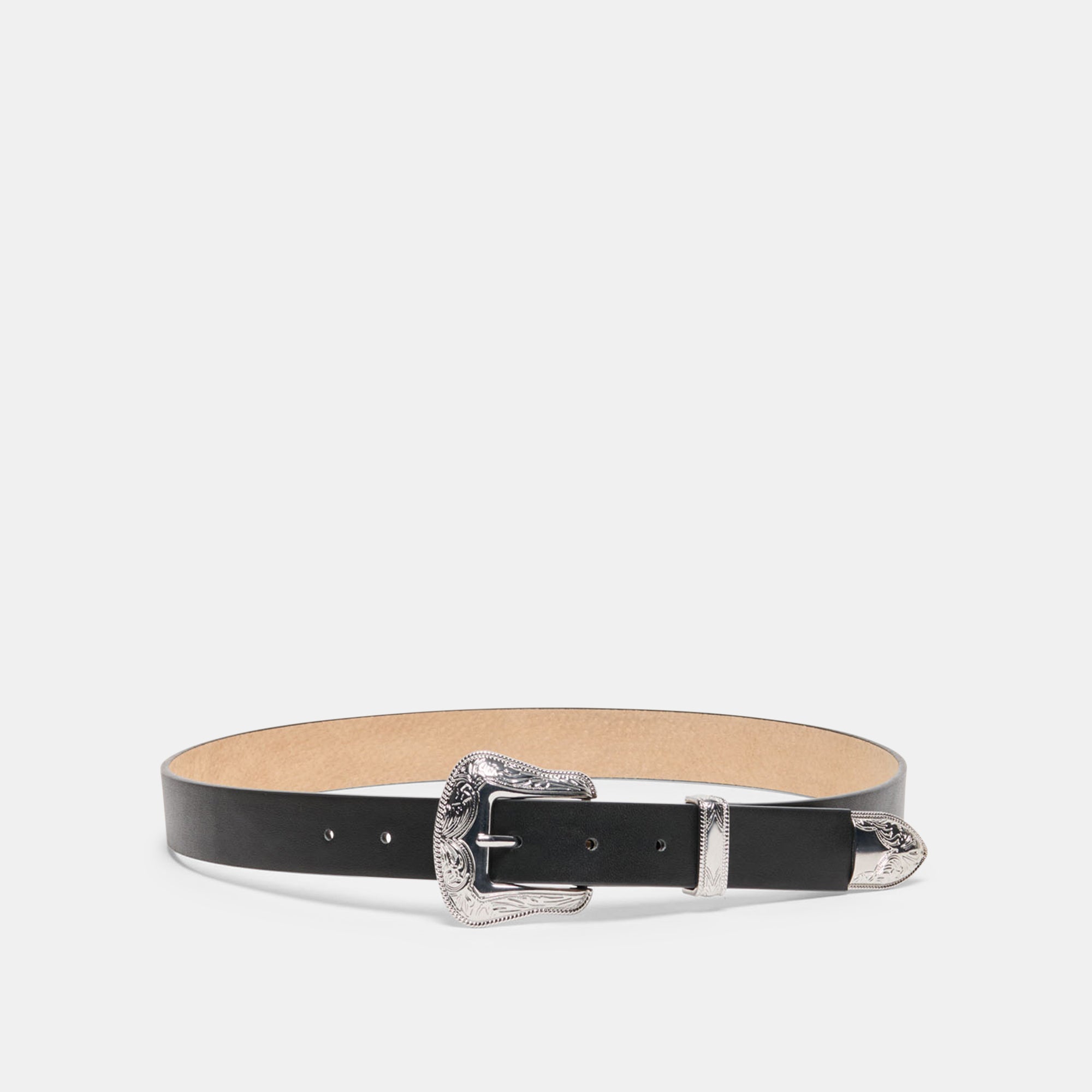 Vintage Western Black Silver Buckle Belt | Women Dolce Vita