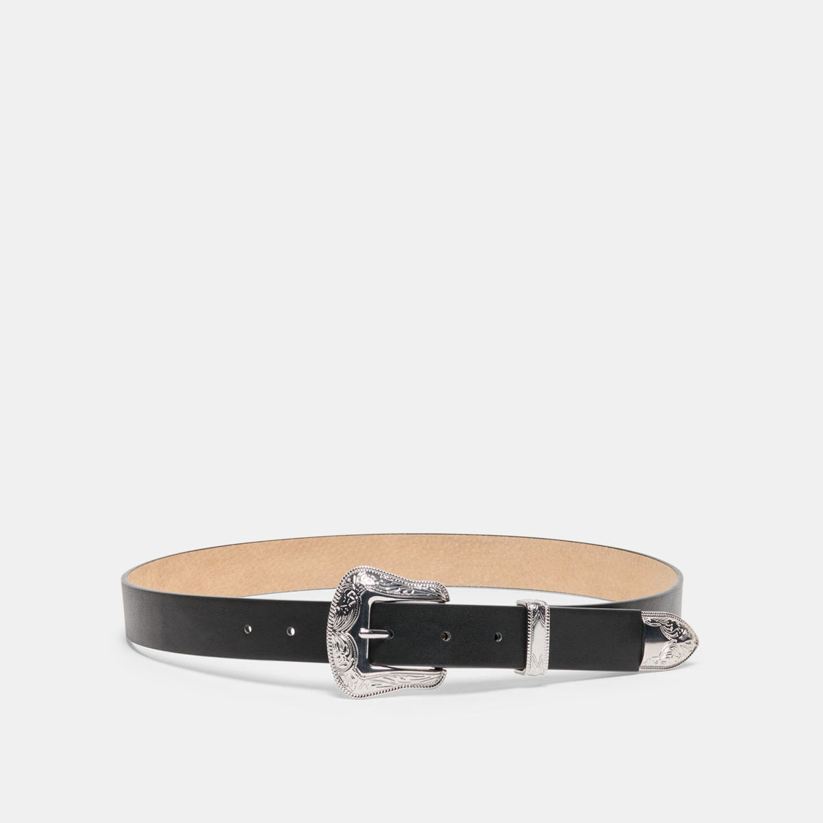 Vintage Western Black Silver Buckle Belt | Women Dolce Vita