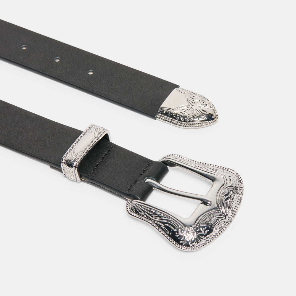 Vintage Western Black Silver Buckle Belt | Women Dolce Vita