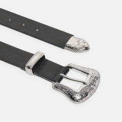 Vintage Western Black Silver Buckle Belt | Women Dolce Vita
