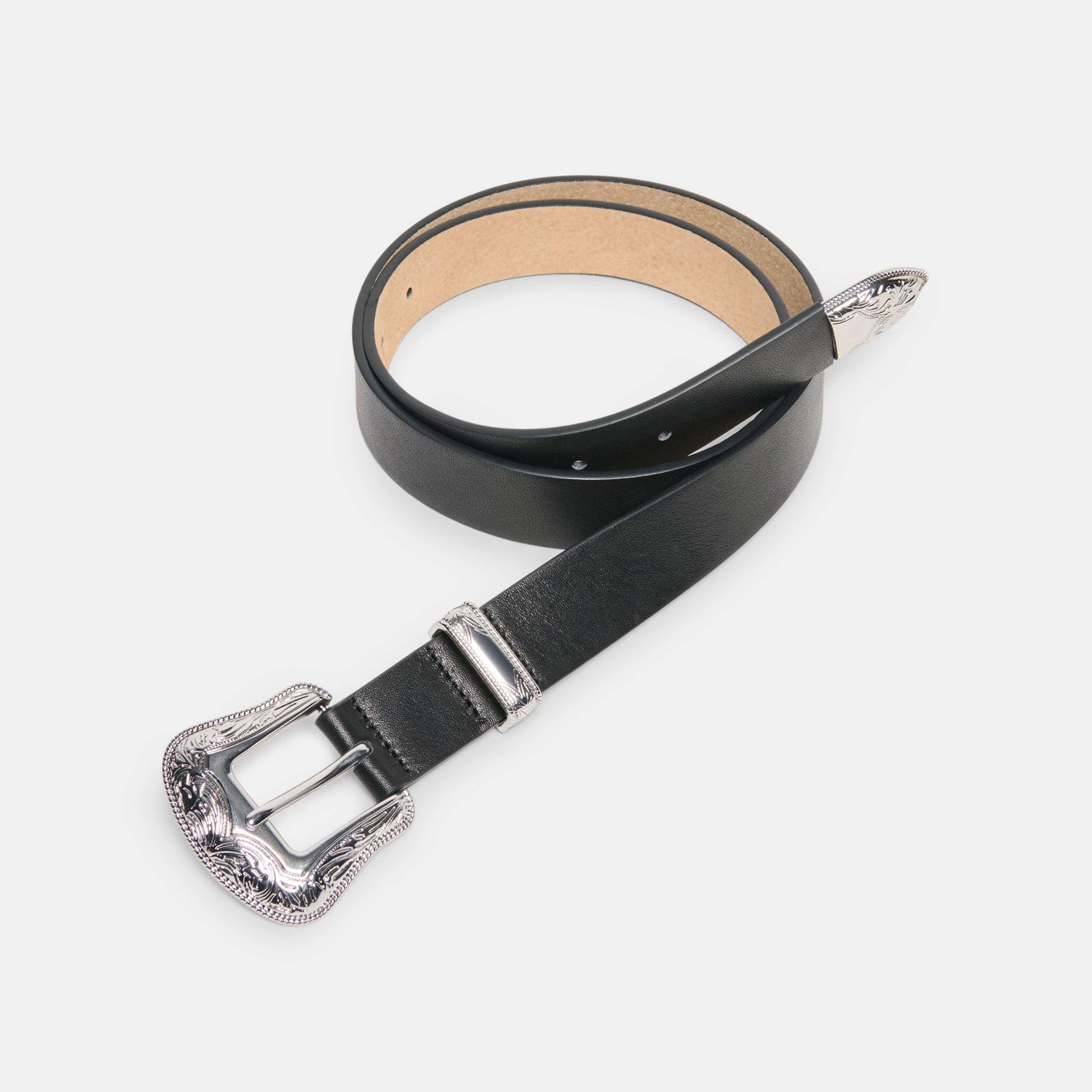 Vintage Western Black Silver Buckle Belt | Women Dolce Vita