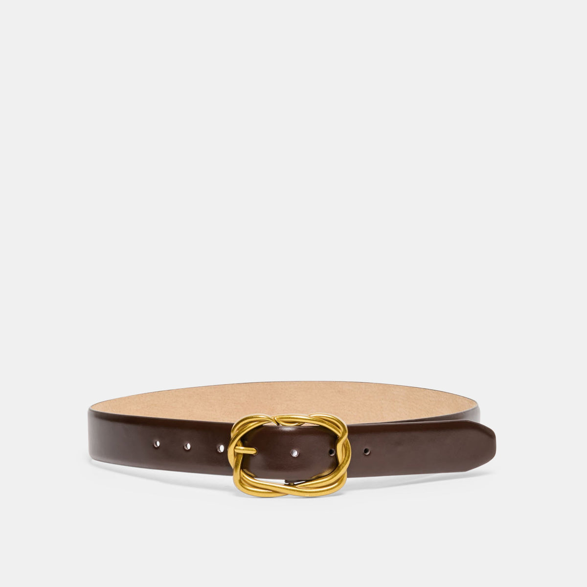 Braided Mahogany Gold Buckle Belt | Women Dolce Vita