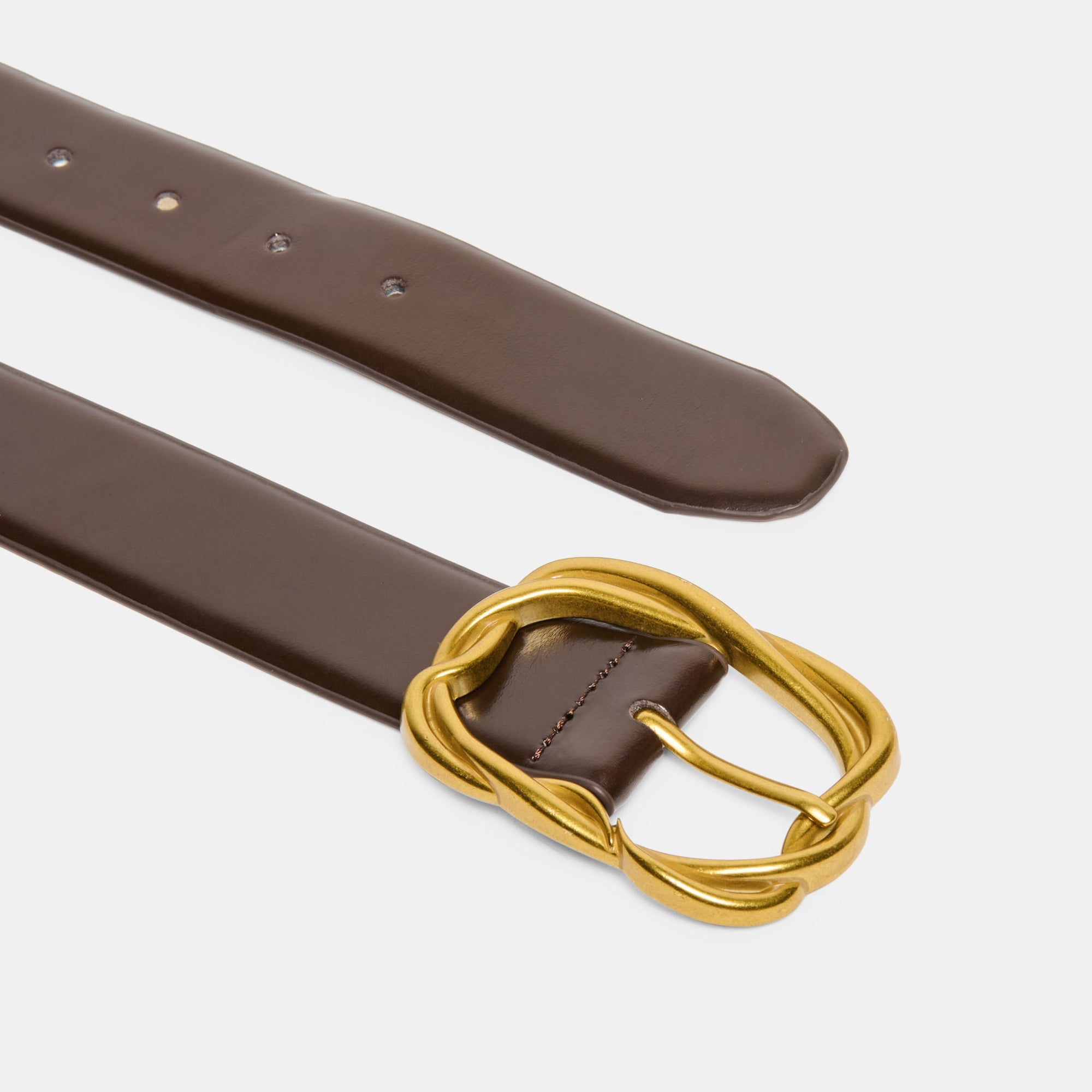 Braided Mahogany Gold Buckle Belt | Women Dolce Vita