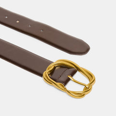 Braided Mahogany Gold Buckle Belt | Women Dolce Vita