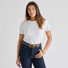 Braided Mahogany Gold Buckle Belt | Women Dolce Vita