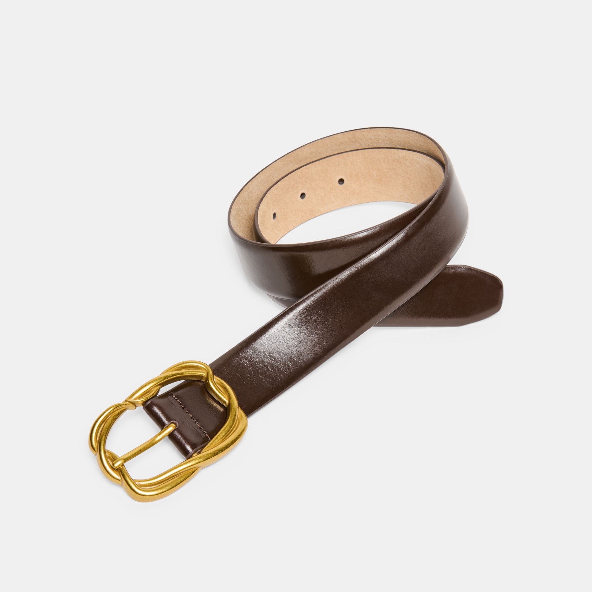 Braided Mahogany Gold Buckle Belt | Women Dolce Vita
