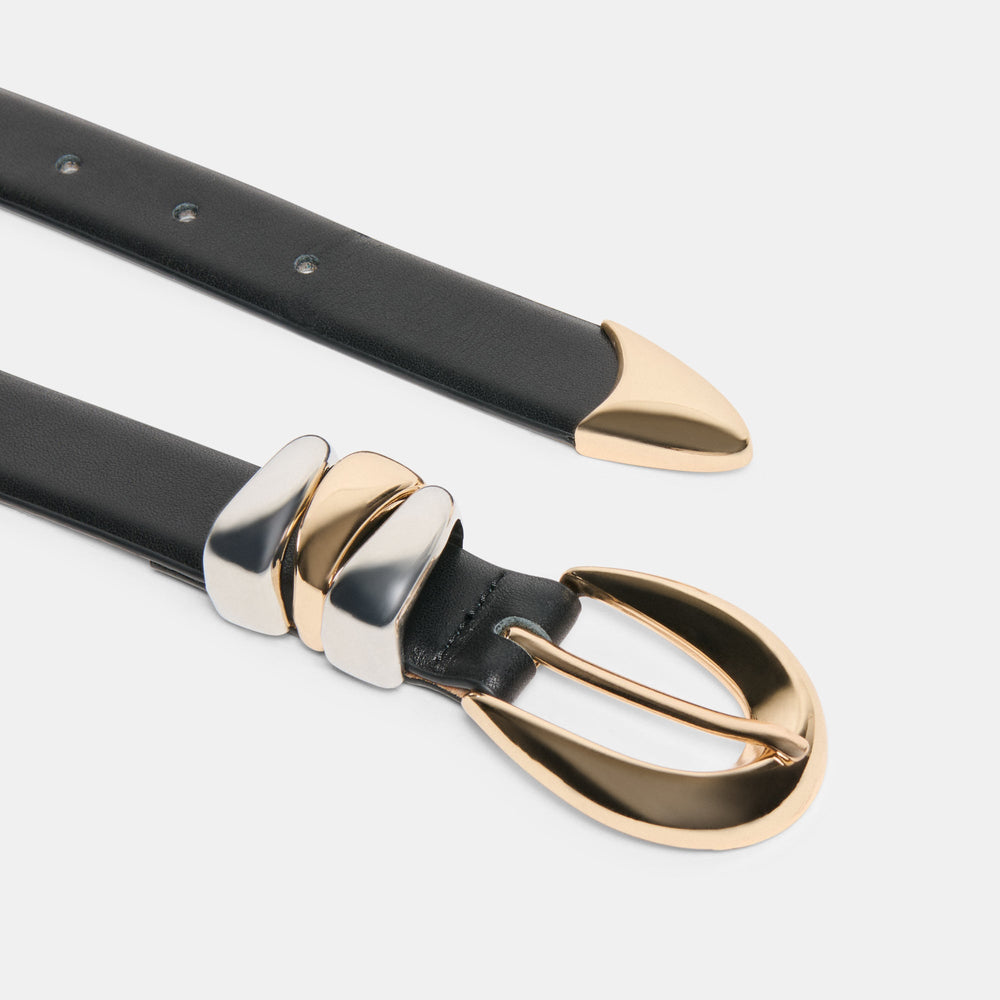 Mixed Metal Black Buckle Belt | Dolce Vita Women
