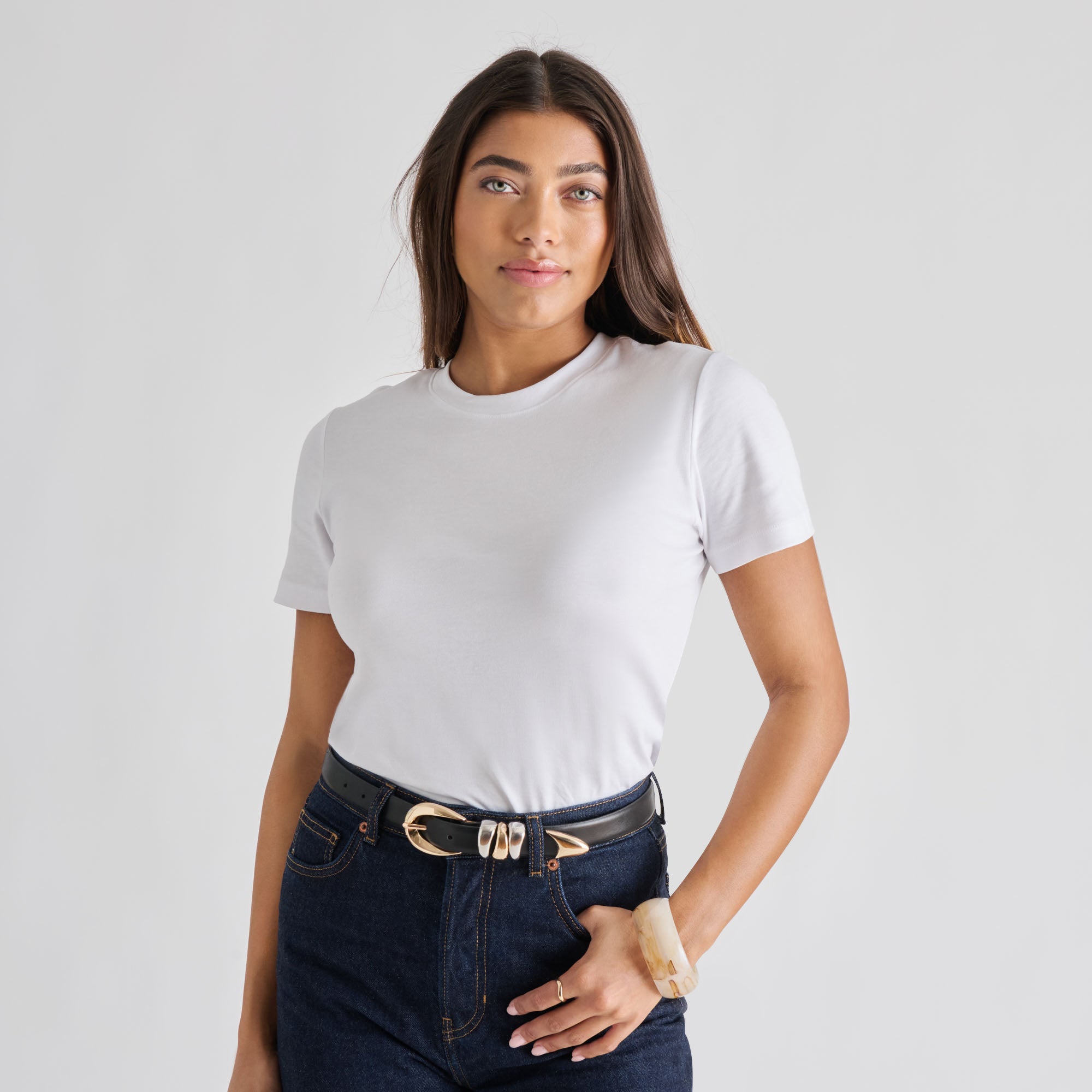 Mixed Metal Black Buckle Belt | Dolce Vita Women