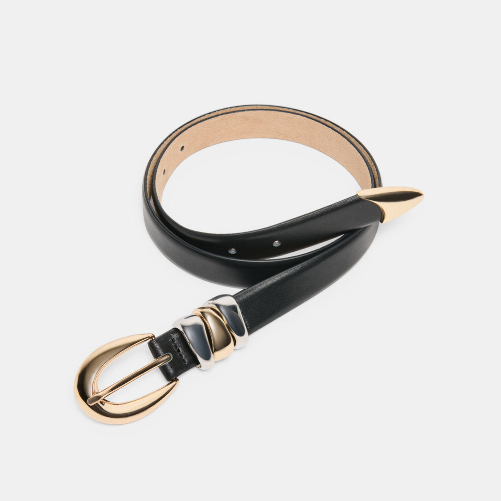 Mixed Metal Black Buckle Belt | Dolce Vita Women