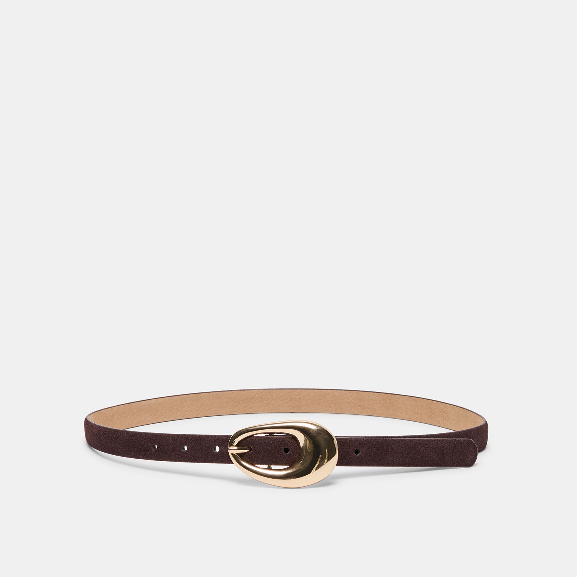 Organic Oval Mahogany Gold Buckle Belt | Dolce Vita Women