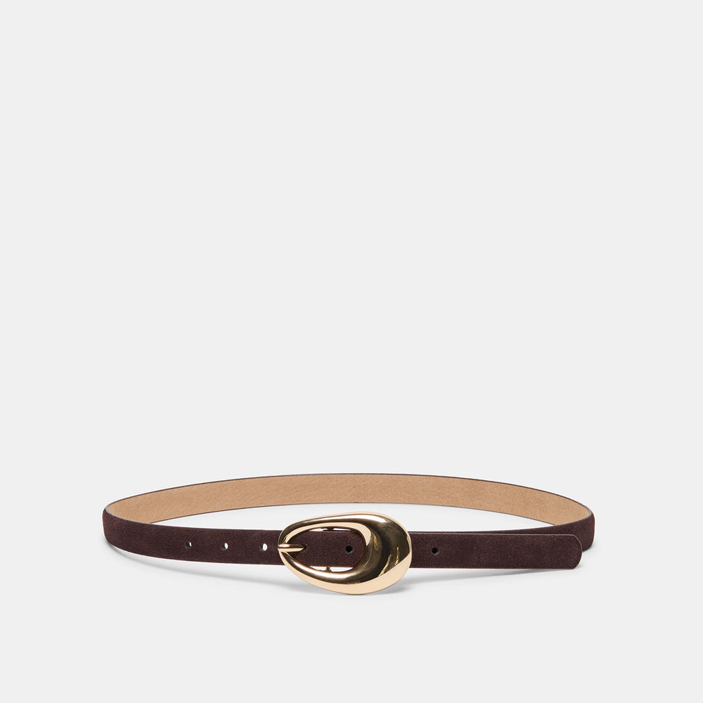 Organic Oval Mahogany Gold Buckle Belt | Dolce Vita Women