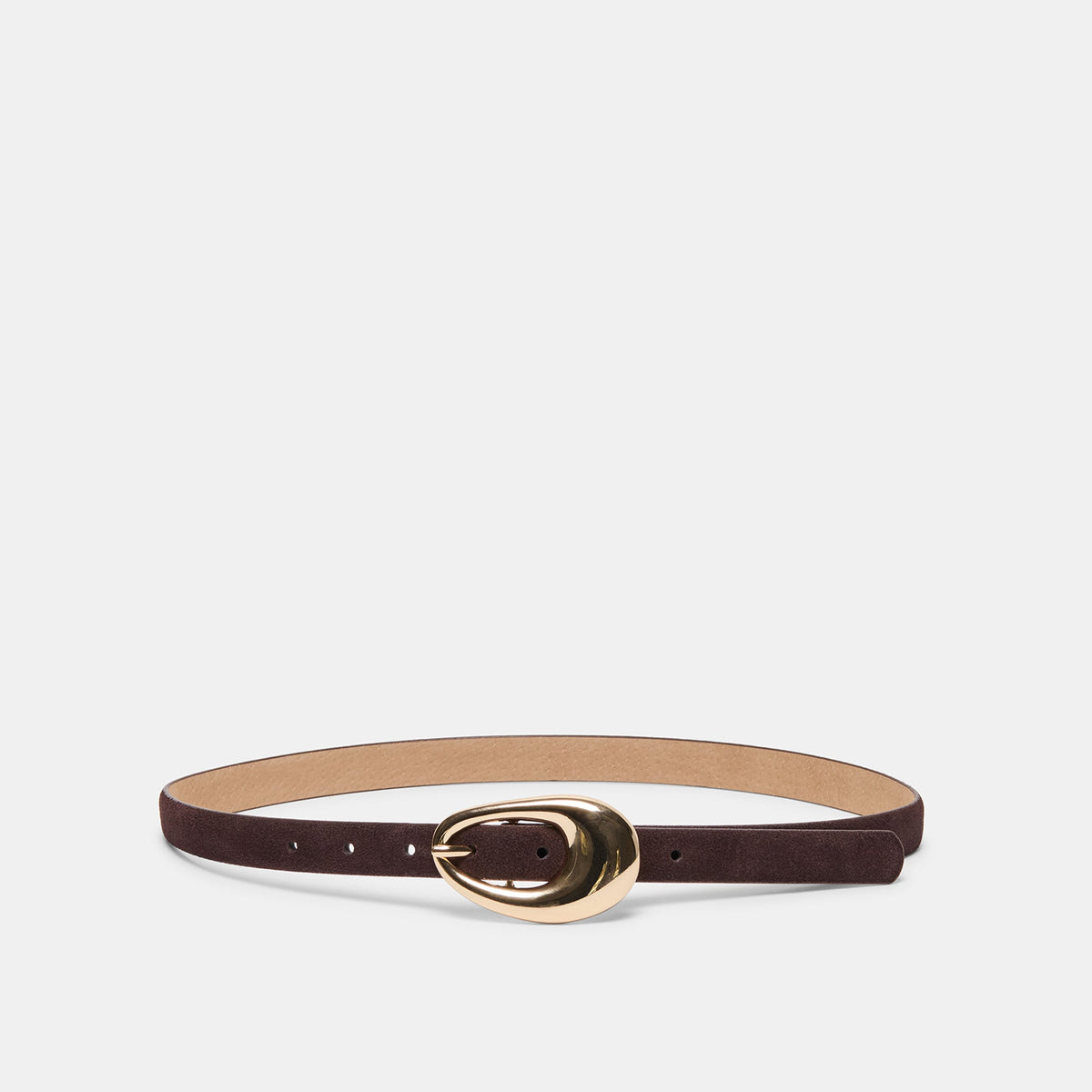 Organic Oval Mahogany Gold Buckle Belt | Dolce Vita Women