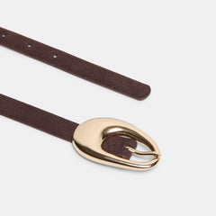 Organic Oval Mahogany Gold Buckle Belt | Dolce Vita Women