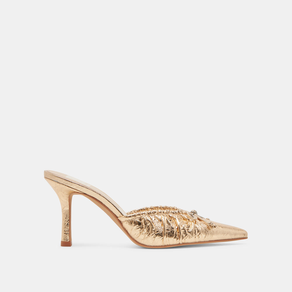 KAIRI HEELS GOLD DISTRESSED LEATHER | Women Dolce Vita