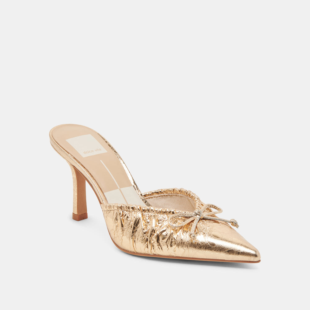KAIRI HEELS GOLD DISTRESSED LEATHER | Women Dolce Vita