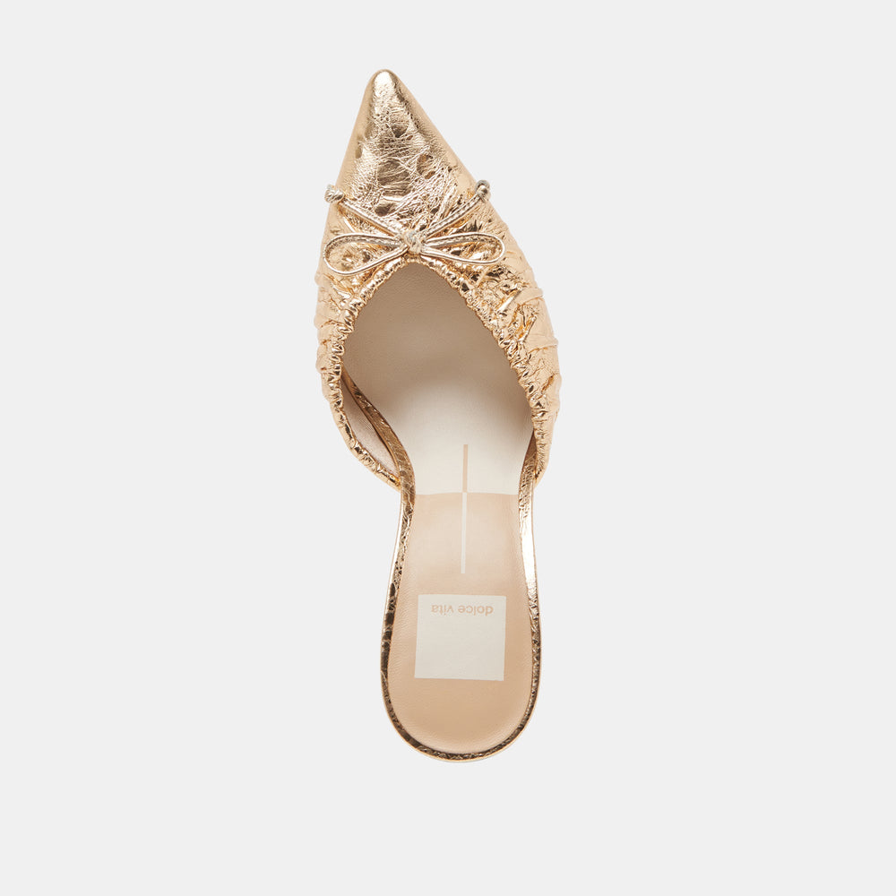KAIRI HEELS GOLD DISTRESSED LEATHER | Women Dolce Vita