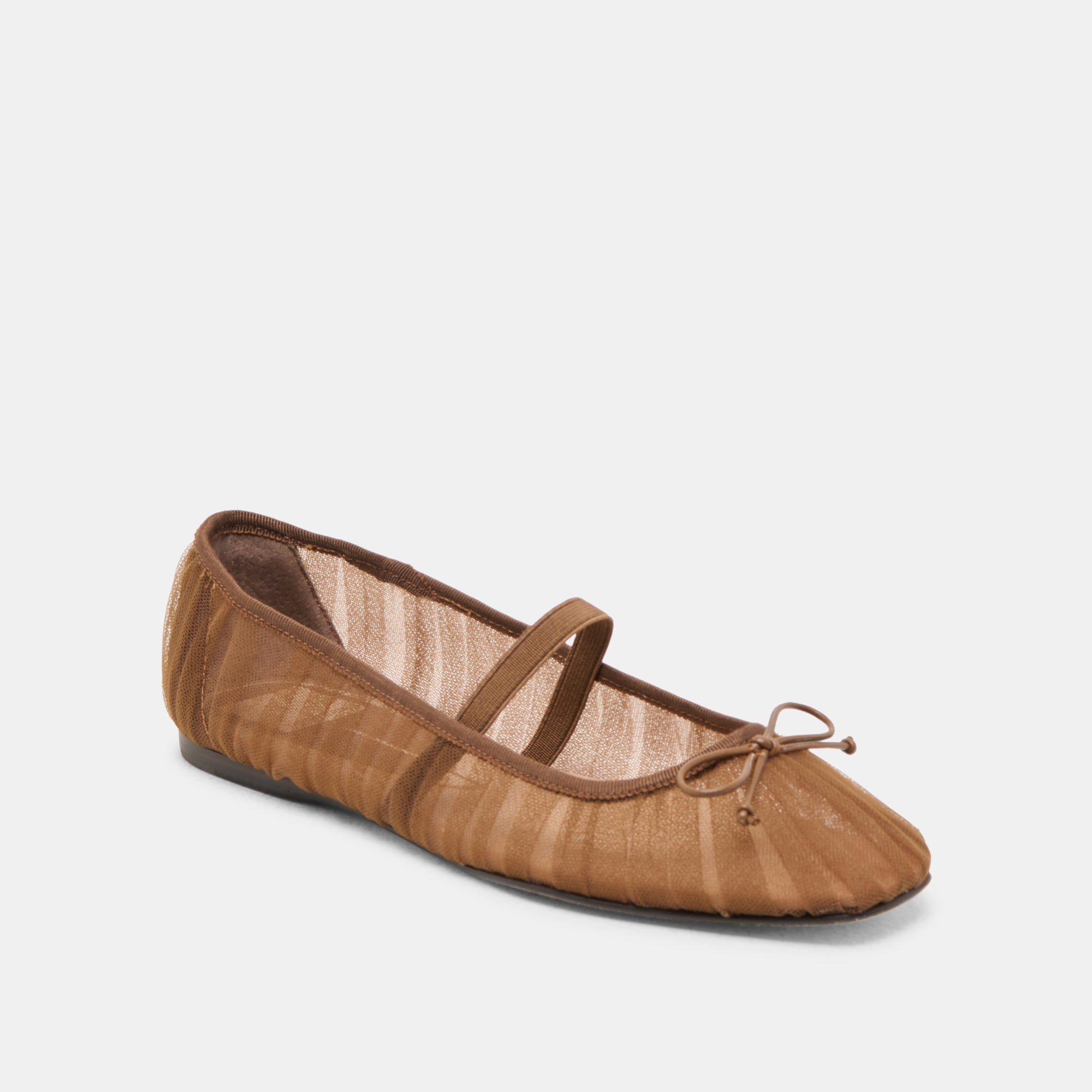 Raeven Mid Brown Tulle Ballet Flats | Women Dolce Vita