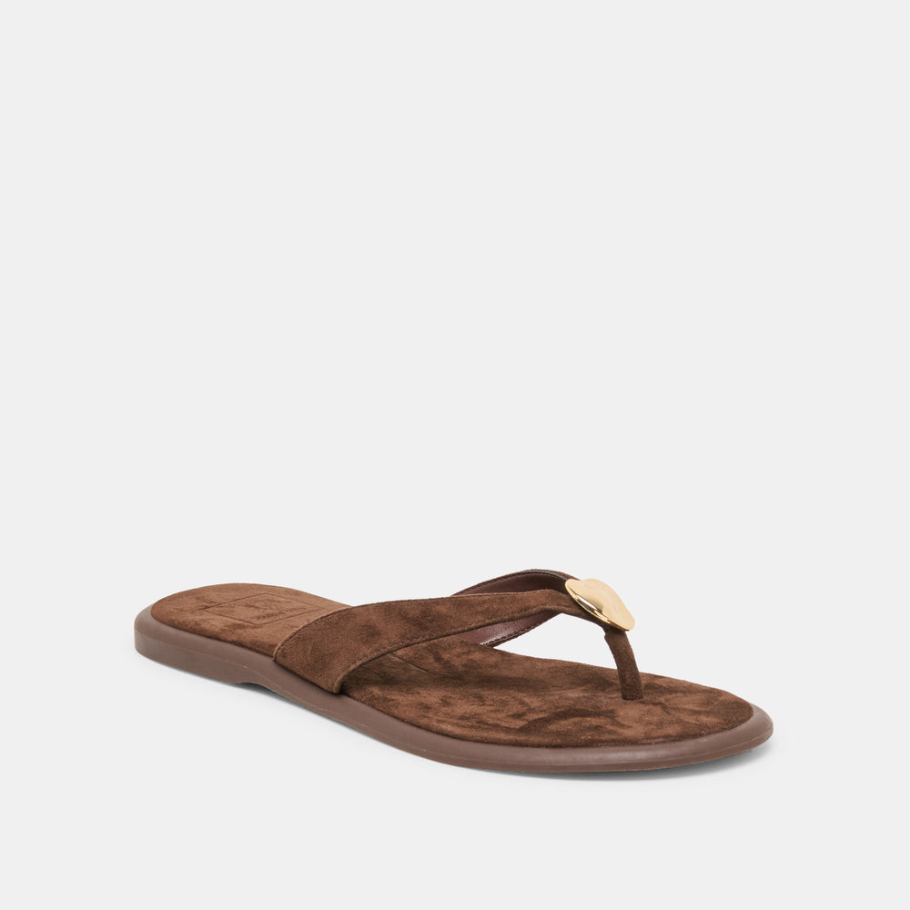Jaina Dk Brown Suede Sandals | Dolce Vita Women