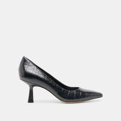 Briona Noir Croco Embossed Leather Heels | Women Dolce Vita