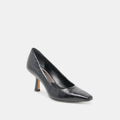 Briona Noir Croco Embossed Leather Heels | Women Dolce Vita
