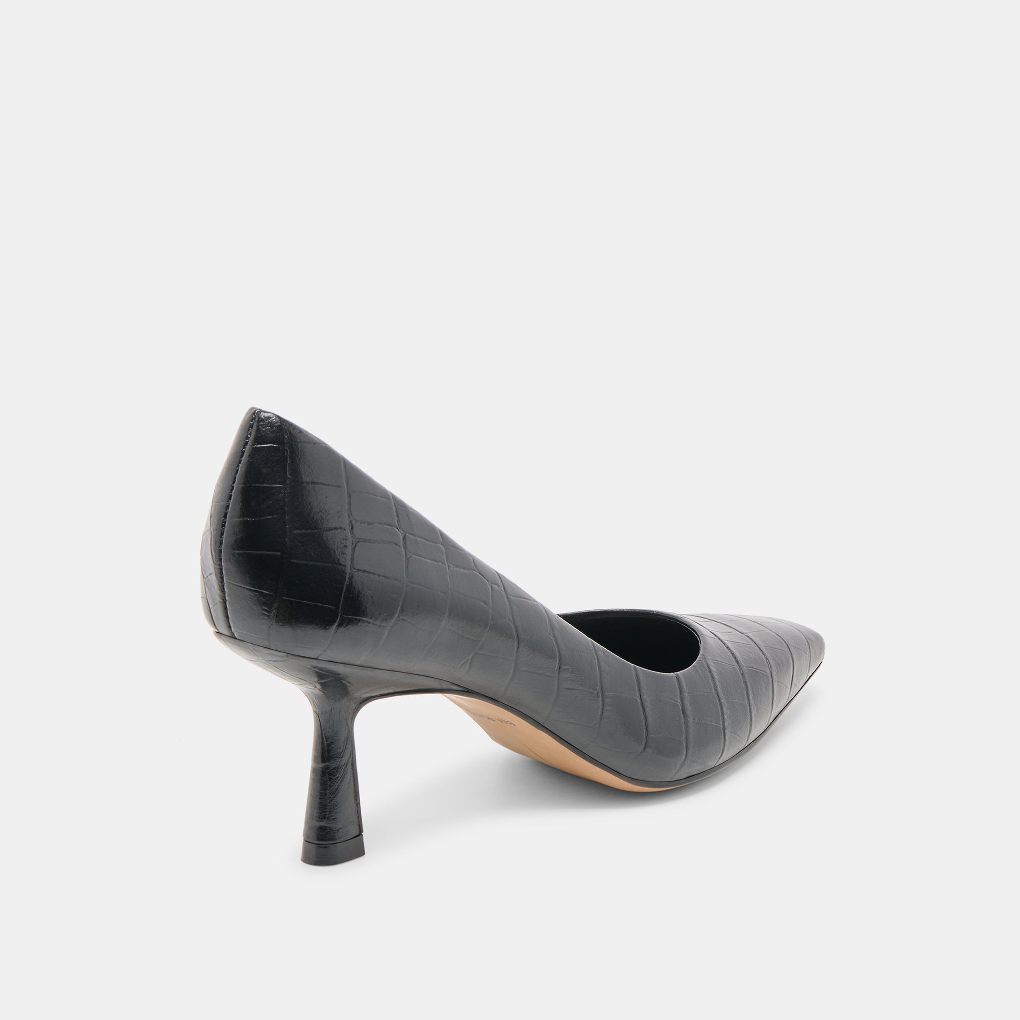 Briona Noir Croco Embossed Leather Heels | Women Dolce Vita