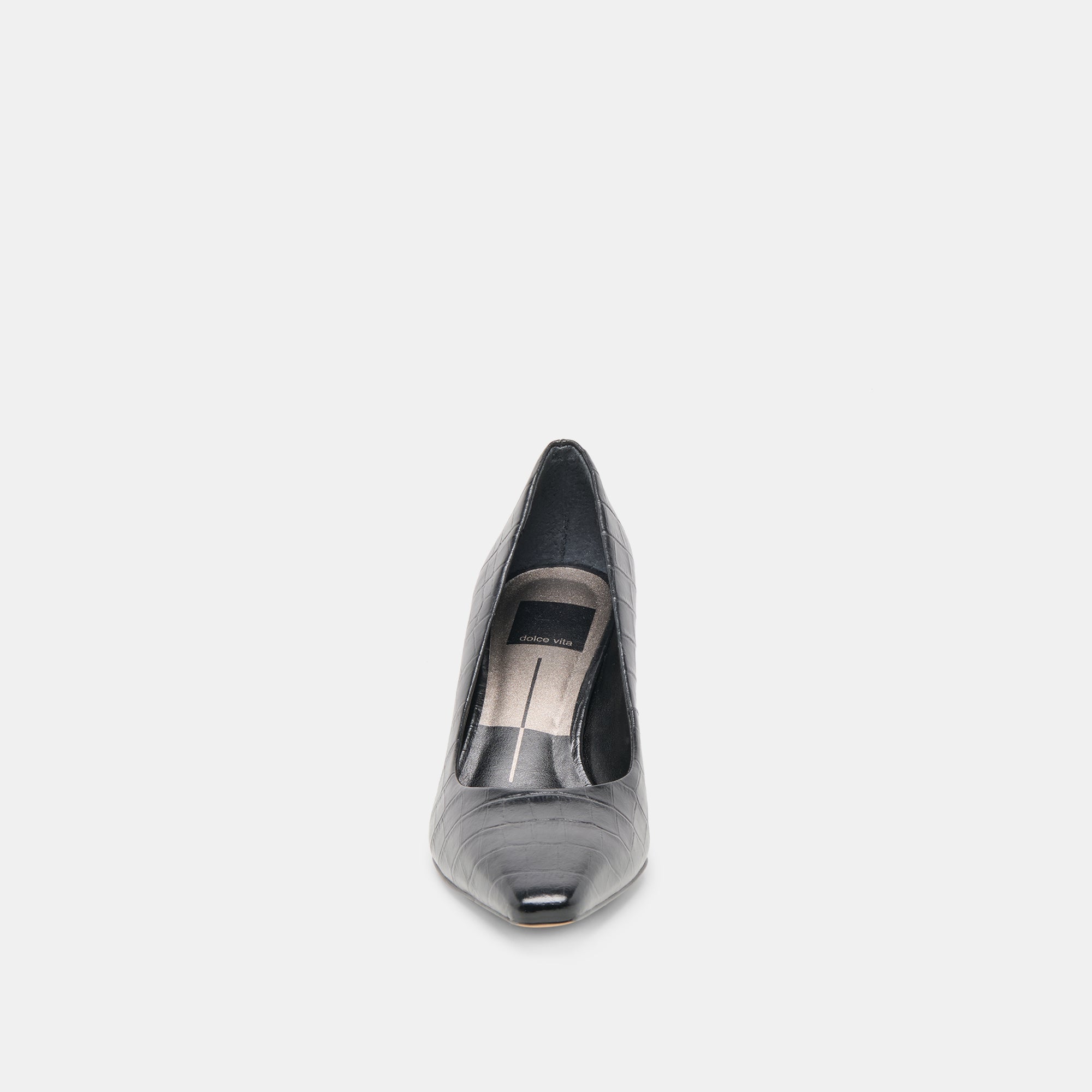 Briona Noir Croco Embossed Leather Heels | Women Dolce Vita